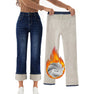 Yehopere Womens Fleece Lined Jeans Straight Leg Wide Jeans Winter Sherpa Flannel Lined Jeans