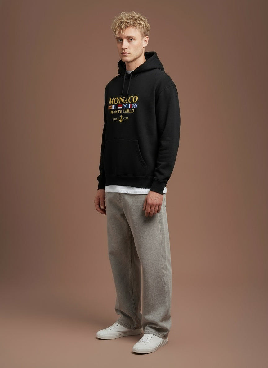 Model wearing Oversize Loose Casual Hoodies For Men