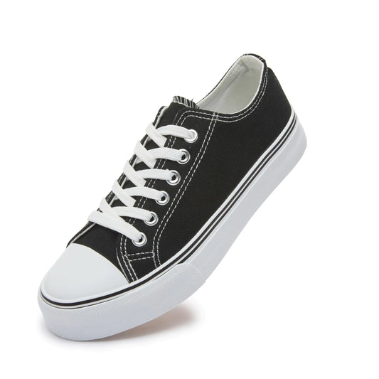 Iarus Womens Canvas Shoes Low top Sneakers for Womens Fashion Casual Shoes Walking Comfortable Shoes(black07.5)