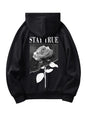 COZYEASE Mens Hoodie Oversized Graphic Hoodies Pullover Long Sleeve Drawstring Casual Hooded Sweatshirt Trendy Black and Grey Medium