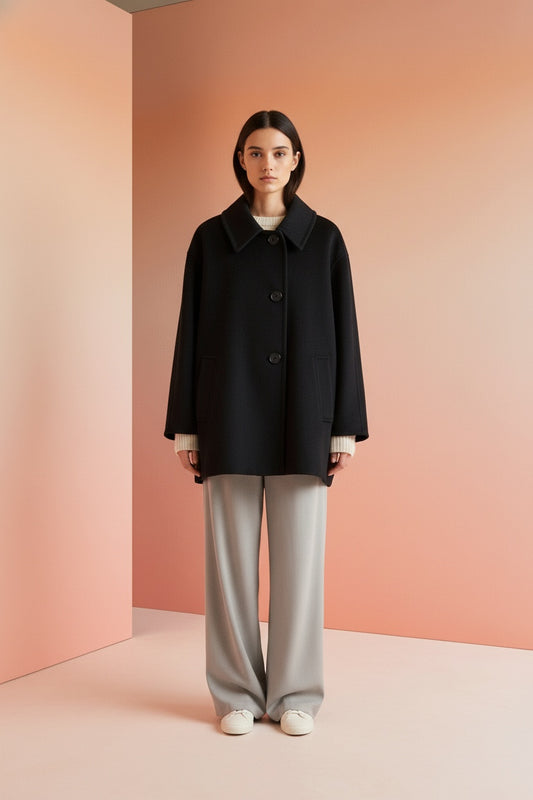 Full body view of the model wearing Winter Wool Coat