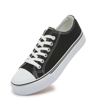 Iarus Womens Canvas Shoes Low top Sneakers for Womens Fashion Casual Shoes Walking Comfortable Shoes(black07.5)