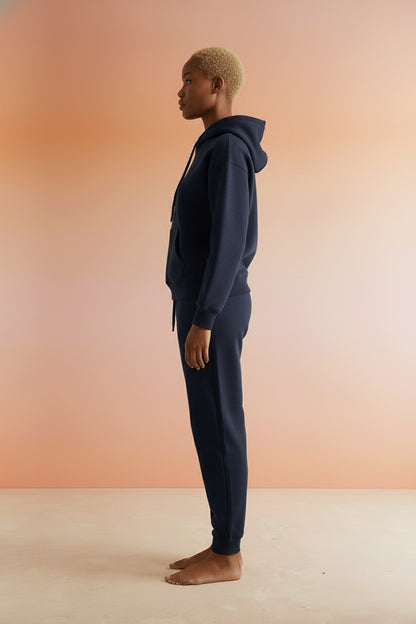 Side profile of the model wearing babyhealthy Unisex Hoodies Tracksuit Sweatsuits Sweatshirt and Sweatpant for Women men 2 piece sets Pullover Sweater